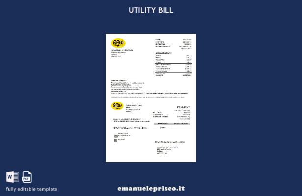 modello di bolletta delle utenze BPW olandese in stile verificato